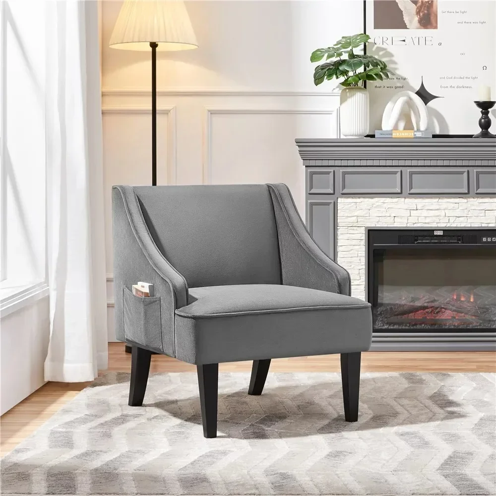 

Living Room Chair, Upholstered Velvet Wing-back Chair, Rubberwood Legs and Foam-padded Seat Cushions, Living Room Chair