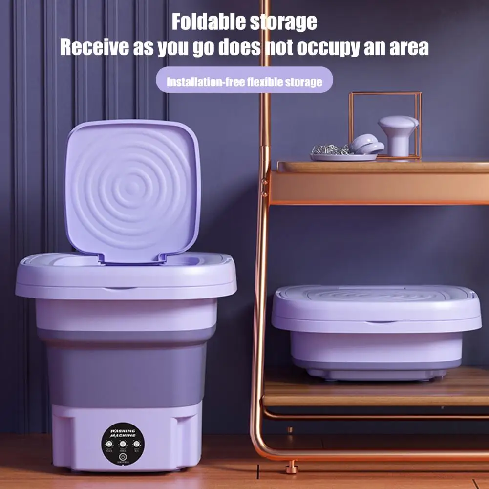 8L US Plug 3 Modes Half Automatic Washing Machine With Drain Basket Imitation Hand Washing Handheld Foldable Underwear Washer