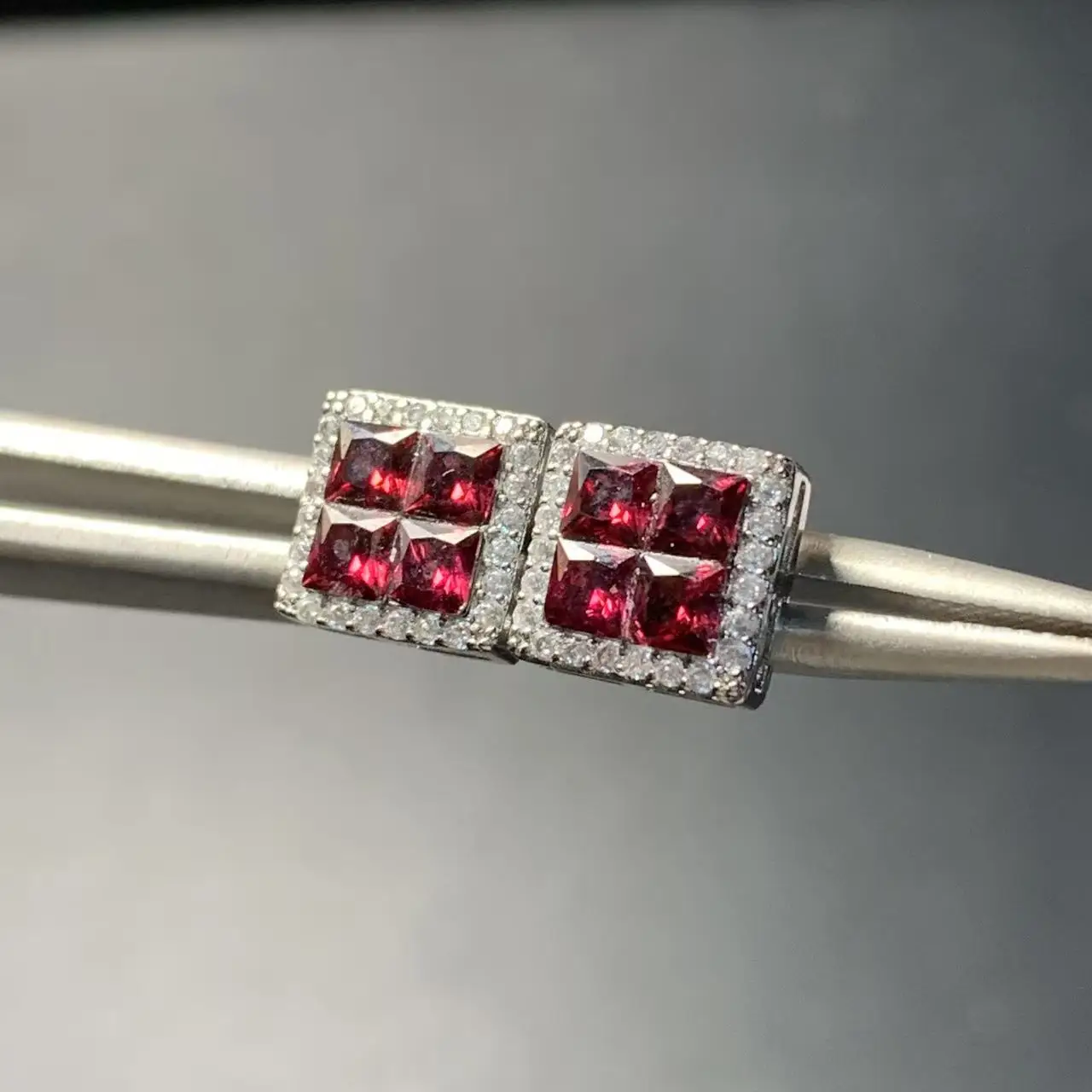 Natural Garnet 925 Sterling Silver Stud Earrings for women Jewelry Gift Prevent allergy gem jewelry Genuine Red Stone