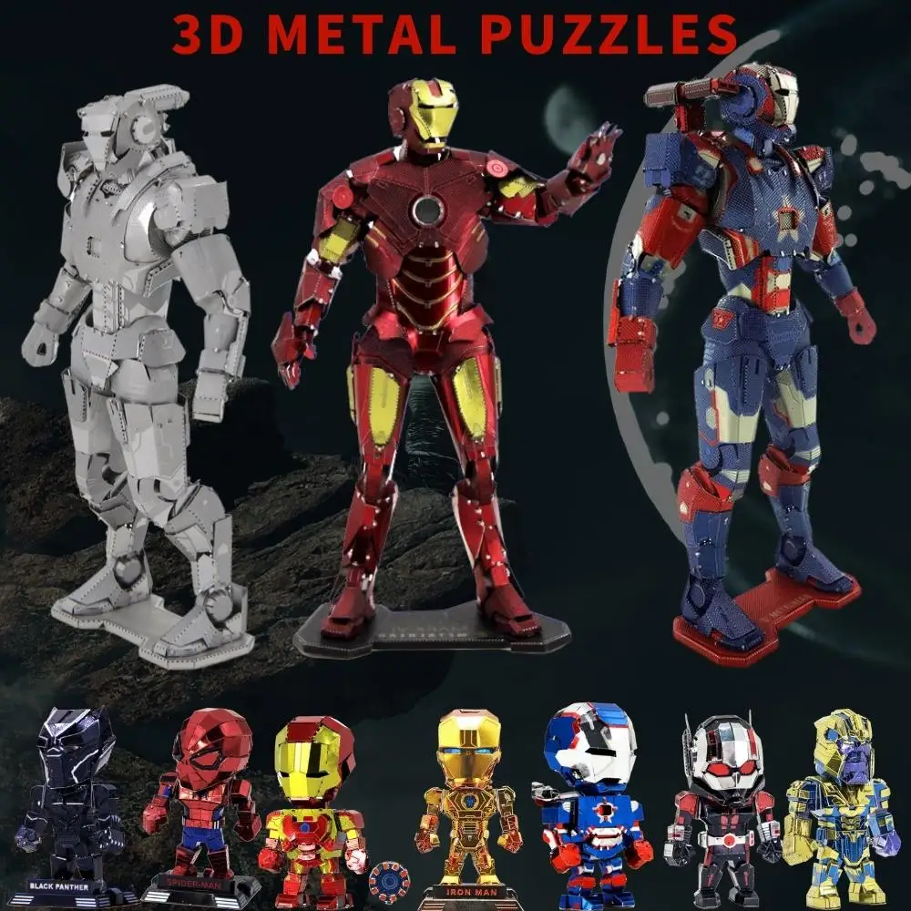 Marvel Avengers 3d Metal Puzzles Handmade Toys Iron Man Captain America Shield Quake Spiderman