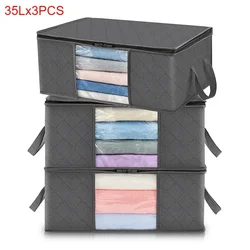 Foldable Large Capacity Storage Bag for Bedroom Closet Organization (35L 3PCS)