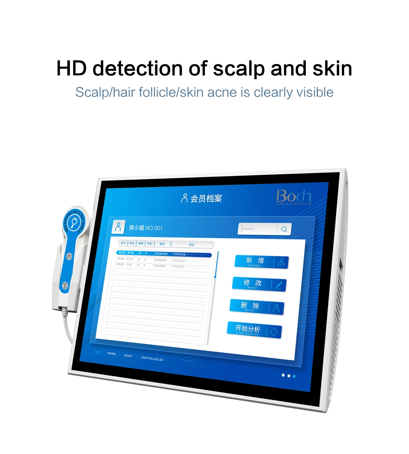 Professional Hd Hair Follicles Scalp Scanner Detector Hair Analyzer / Skin And Scalp Analysis Machine