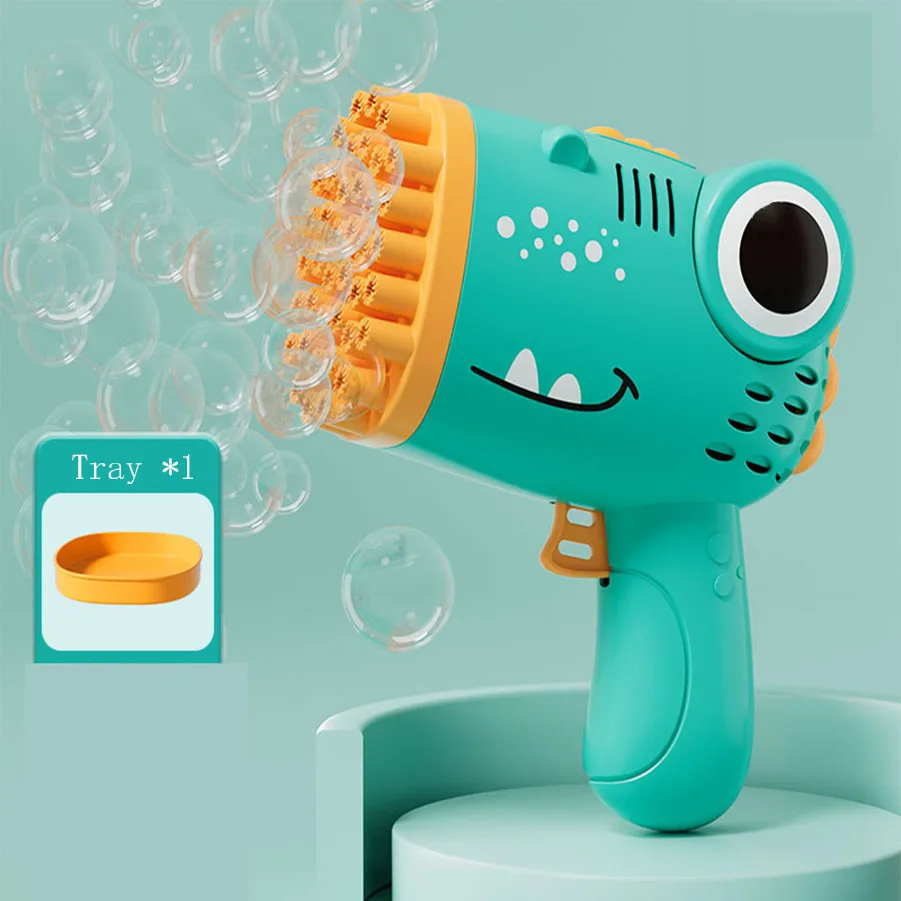 40 hole Dinosaur Bubble Gun Children's Bubble Gun Handheld Fully Automatic Bubble Machine without battery and bubble water