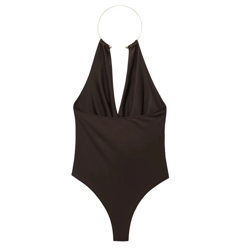 halter ring bodysuit front view