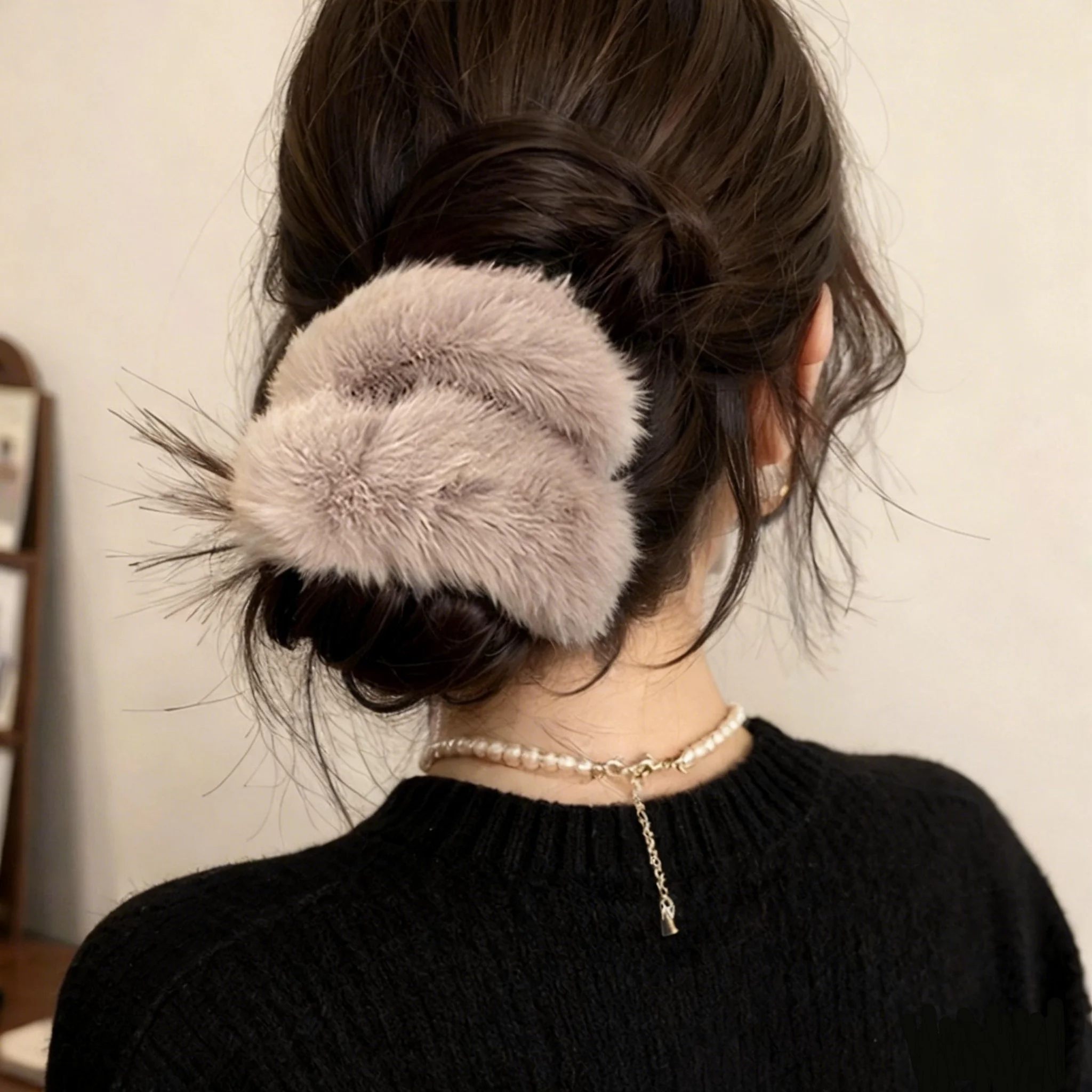 1PC Fuzzy Fur Scrunchies, Multi-Color Soft Fluffy Hair Ties, Elegant Hair Accessories For Women, Multiple Styles Elastic Hair