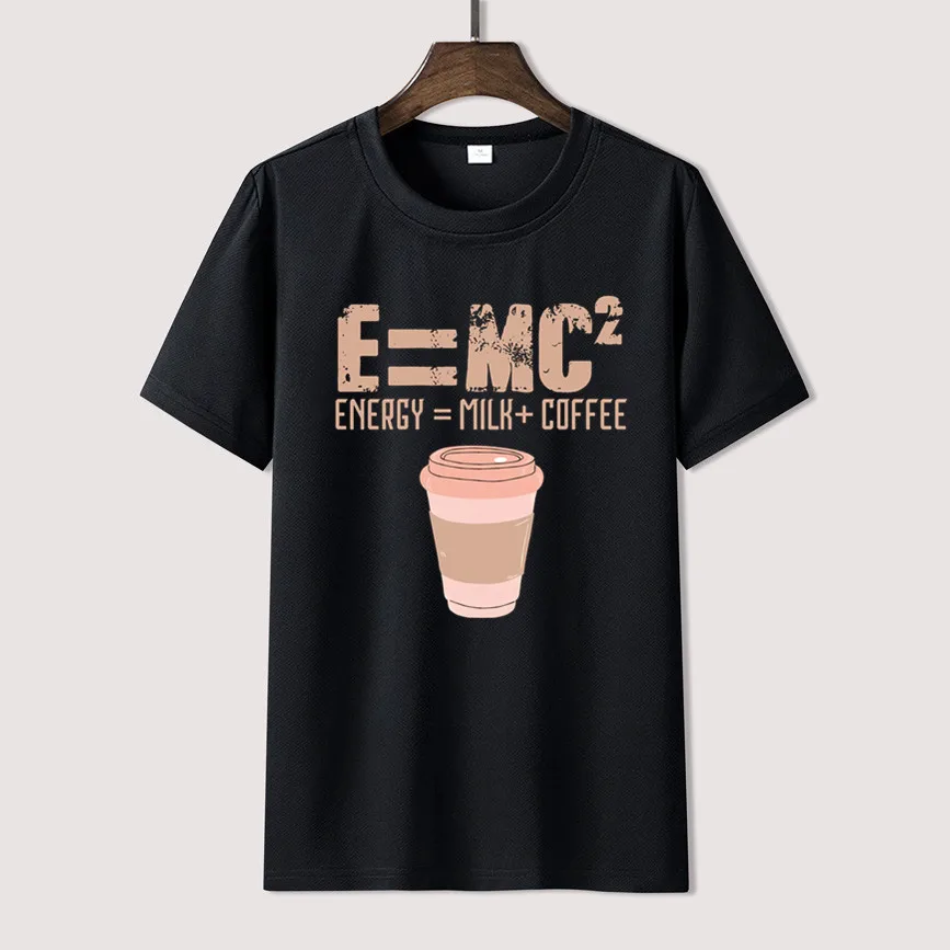 

2022 E=mc2 Energy Milk Coffee Formula Men Women Summer 100% Cotton Black Tees Male Newest Top Popular Normal Tee Shirts Unisex