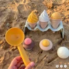 Summer Beach Toys Premium ABS Children Beach Play Sand Tools Ice Cream Shape Water Play Tools Portable for Children Kids for Fun 3
