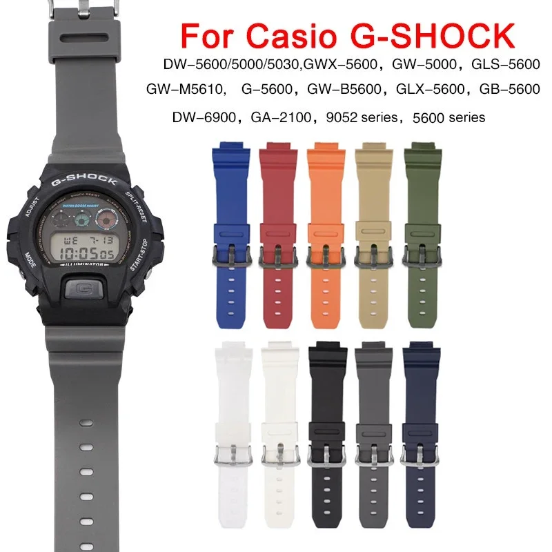 

Silicone Watchband 16mm for Casio G-Shock DW-5600 DW-6900 9052series GA-2100 GW-M5610 G-5600 Soft Rubber Watch Strap Accessories