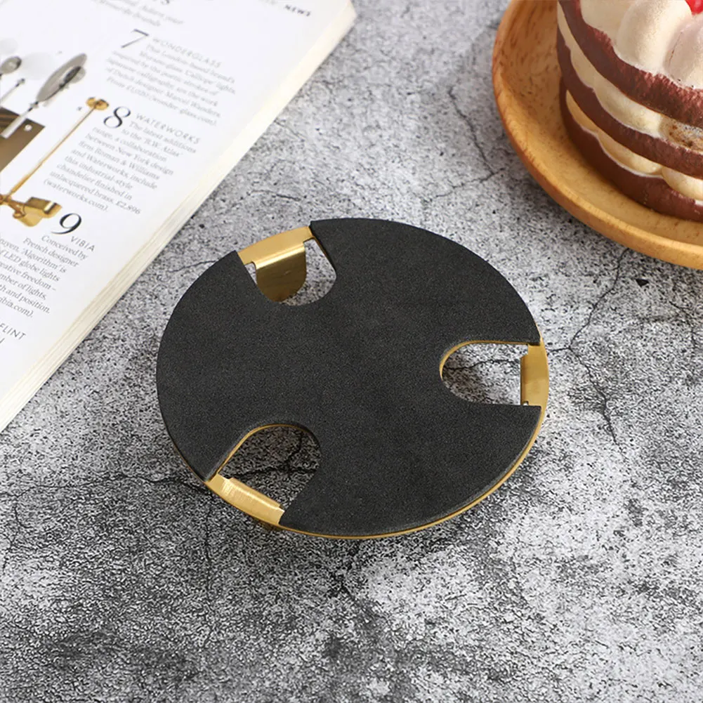 6Pcs Stainless Steel Coasters Gold Cup Coasters Set with Holder Mirror Drink Coasters Metal Cup Coasters for Coffee Mug Tea Cup