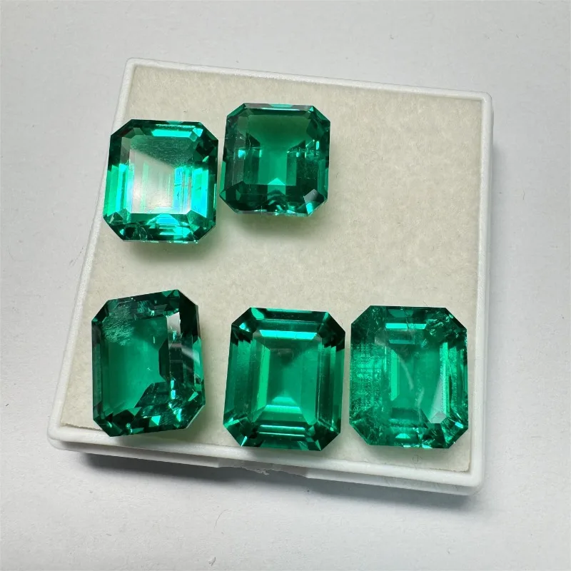 Lab Grown Emeralds Hydrothermal Emerald 12x14mm Hand Cutting with Cracks Inclusions Inside Selectable AGL Certificate