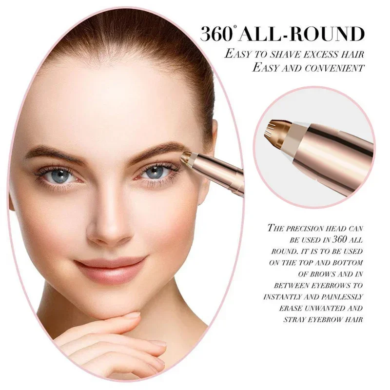 Electric Eyebrow Trimmer Electric Face Eyebrow Hair Trimmer Mini Portable Women Body Shaver Remover Painless Beauty Hair Removal 3