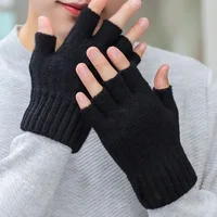 2026 Winter and Autumn Knitted Gloves Warm Plush Men's and Women's Fingerless Gloves Outdoor Sports Touchscreen Gloves - Image 2