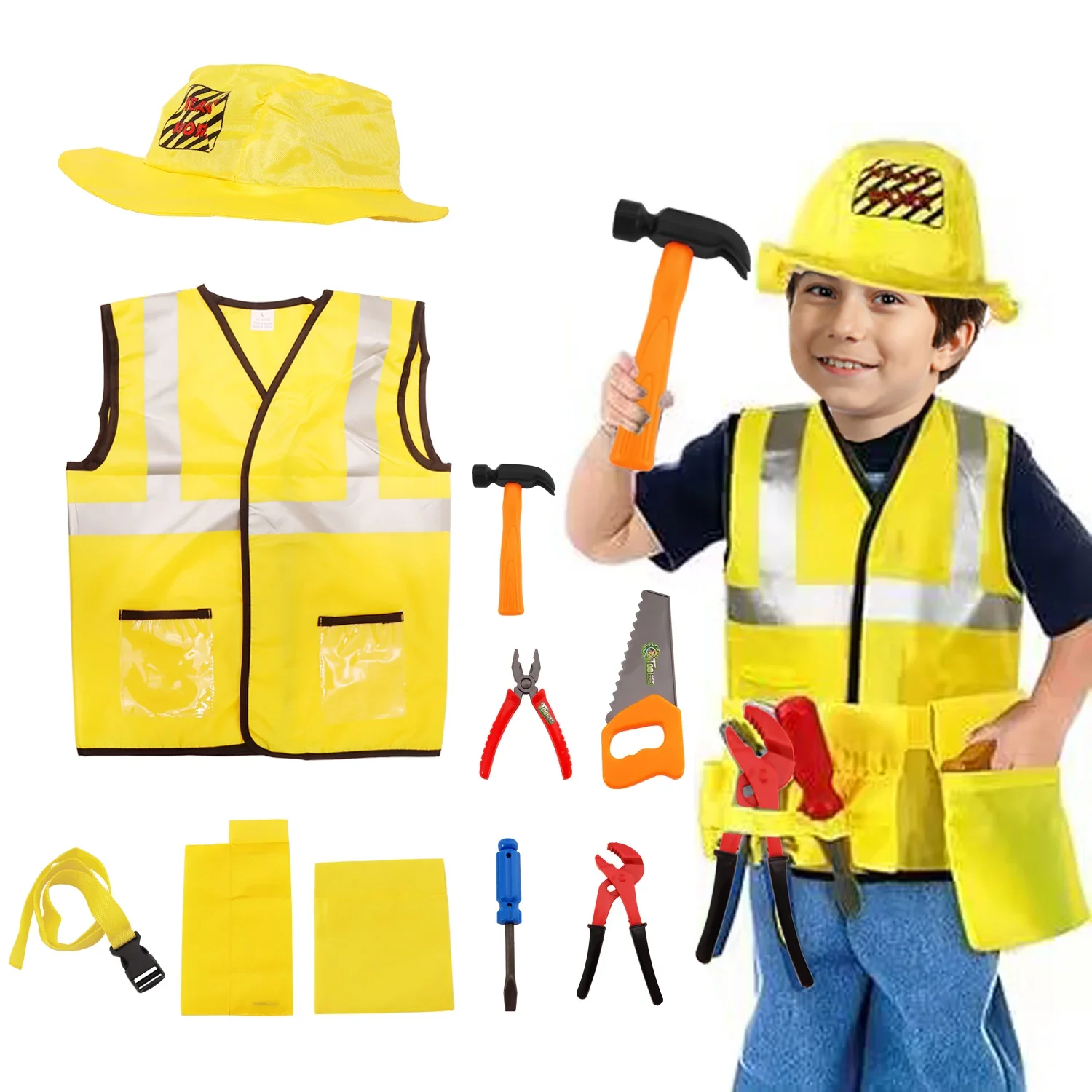 Police Officer Costume for Kids Boys Girls Costume Cop Uniform Outfit Role Play with Toys Accessories,  Kid Costume Dress up