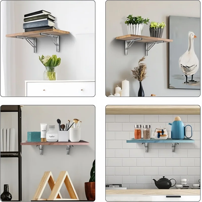 Triangle Folding Angle Shelf Bracket Heavy Duty Stainless Steel Collapsible Shelf Bracket for Table Work Bench Wall Mounted 2Pcs folding shelf bracket,shelf bracket