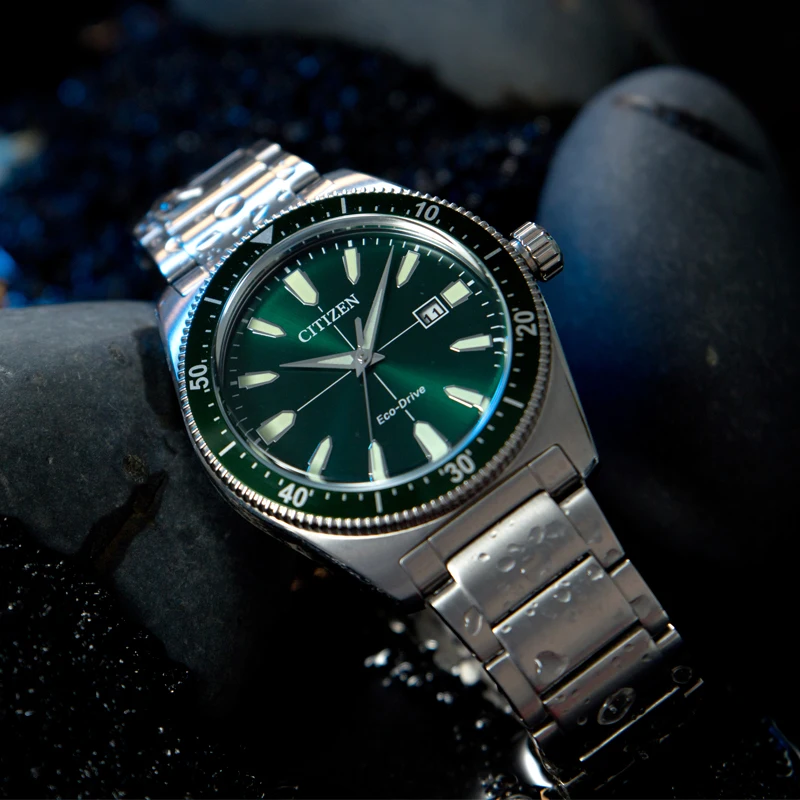 Orologio Da Uomo Originale Citizen Eco-Drive Orologio Da Uomo Di Lusso Con Fantasma D'Acqua Verde Luminoso Orologio Da Lavoro Impermeabile Eco-Drive