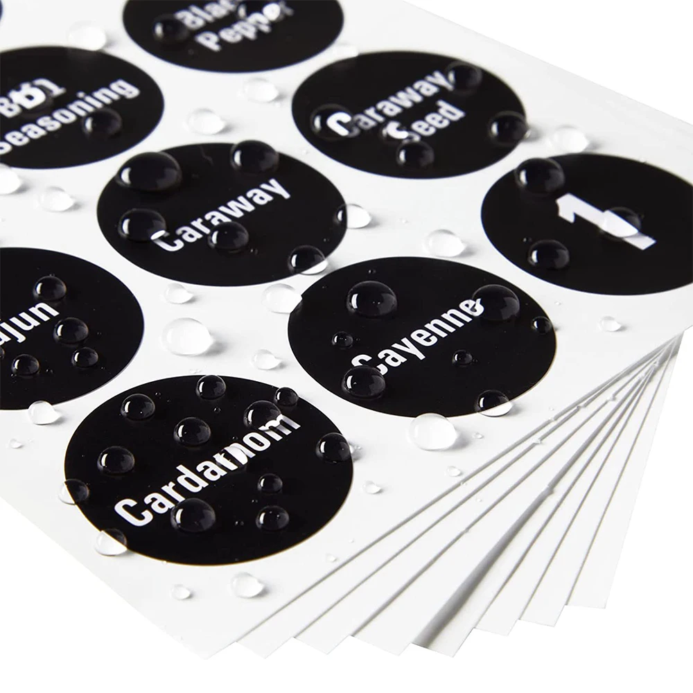 144pcs Kitchen Storage Spice Jar Labels Round 1.5 Inch Preprinted Chalkboard Label Stickers for Spice Containers Water Resistant