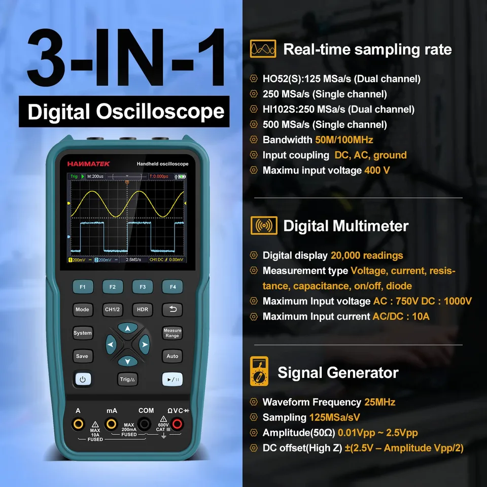 HANMATEK 2-in-1 Hand Oscilloscope & Multimeter with Current HANMATEK 2-in-1 Hand Oscilloscope & Multimeter with Current