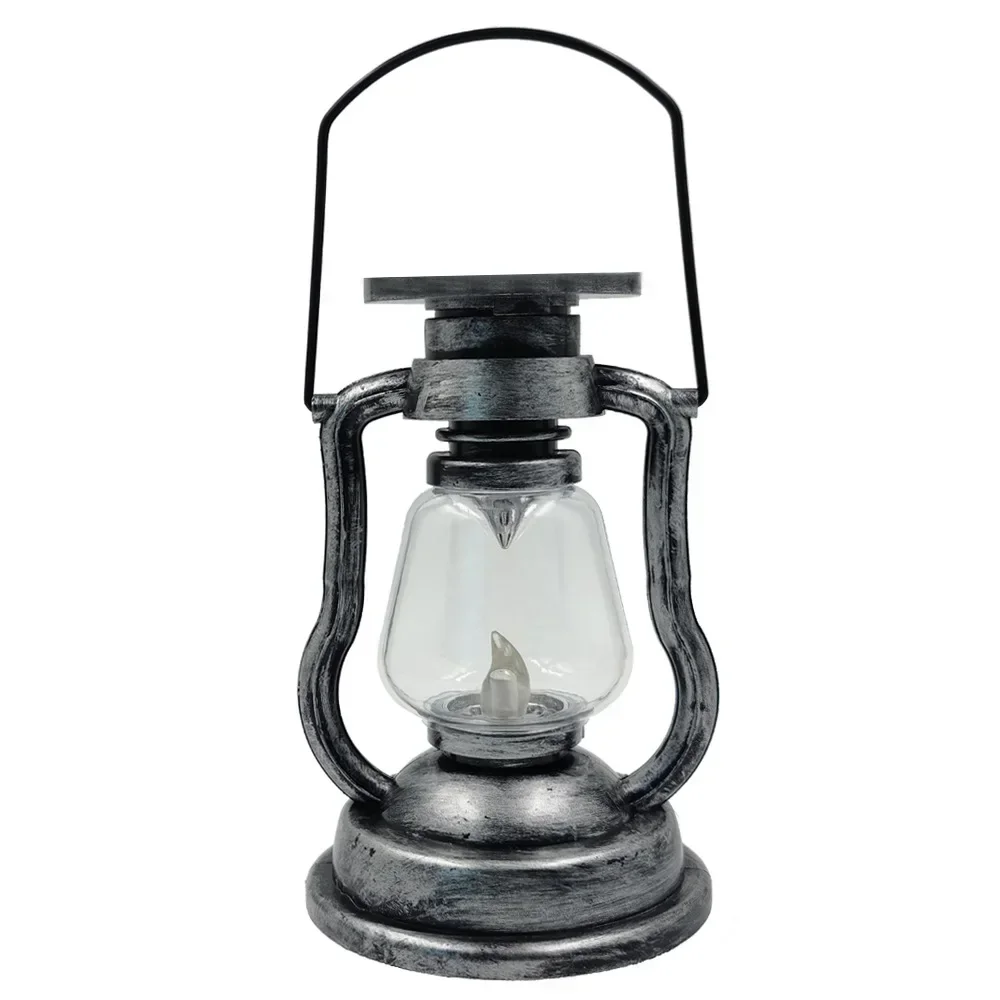 Solar Retro Kerosene Lamp Led Horse Lantern Outdoor Portable Rechargeable Camping Lamp