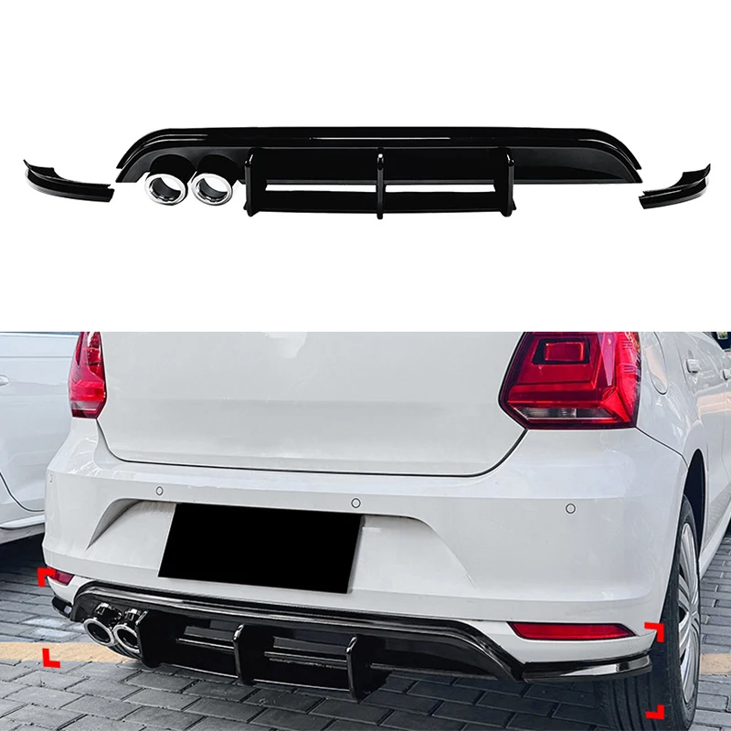 Auto Paraurti Posteriore Diffusore Labbro Posteriore Splitters Laterali Spoiler Lip Per Volkswagen Polo Mk5 6R 2009-2014 Body Kit Tuning