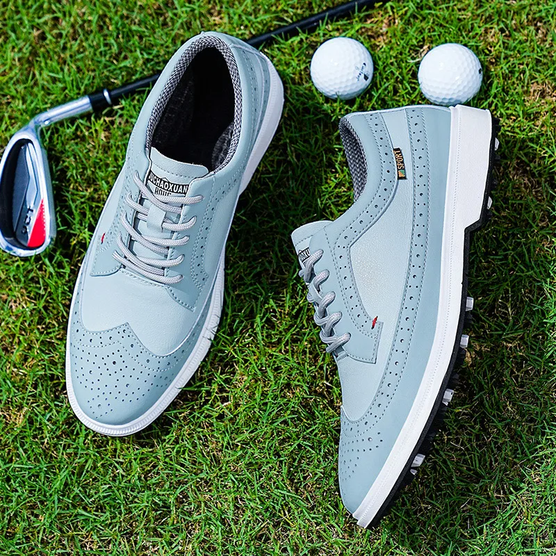 Professional Golf Shoes Men High-Quality Leather Breathable Sports Shoes Golf Competition Training Plus Size 39-47#