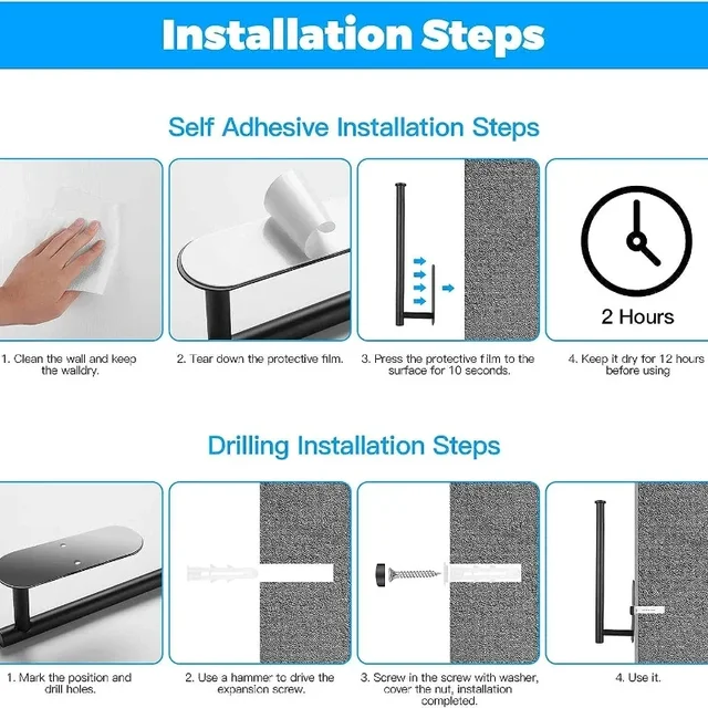 Adhesive Stainless Steel Toilet Paper Holder 4