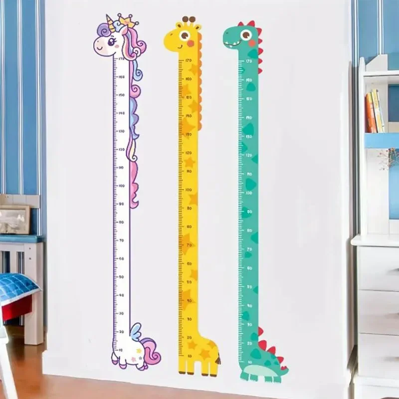 Cartoon Animals Height Measure Wall Sticker Giraffe Wallpaper for Kids Room Nursery Child Growth Ruler Growth Chart