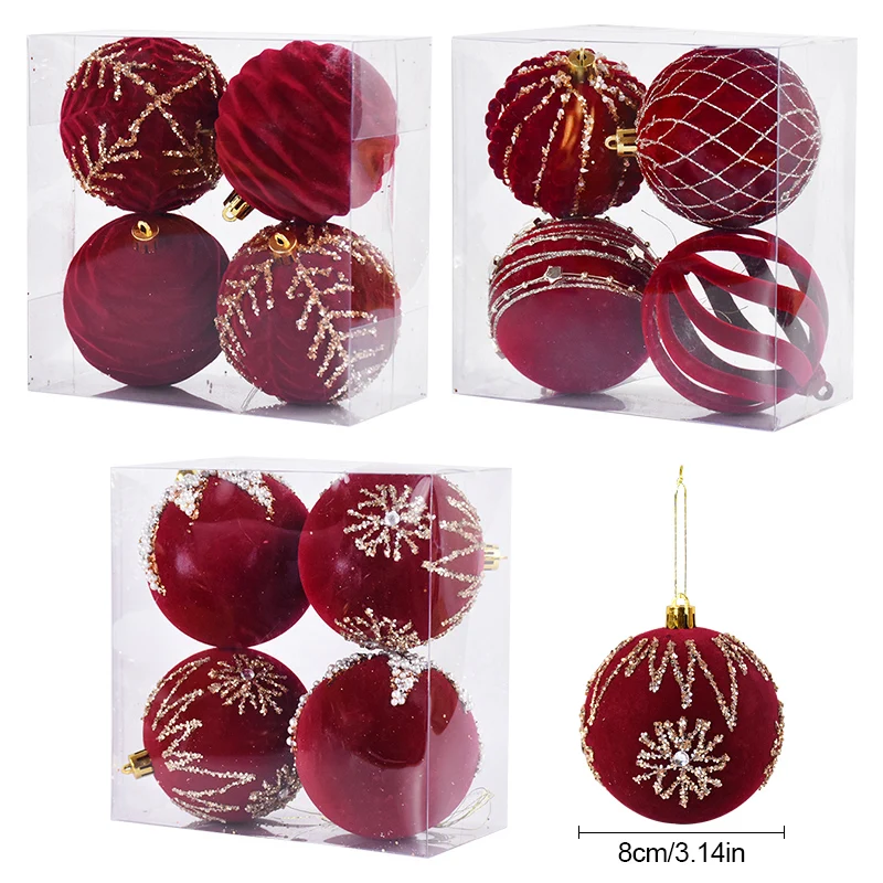 8CM Big Christmas Ball Ornaments Red Xmas Tree Hanging Pendant 2024 Christmas Decorations For Home Navidad New Year Gift 2025