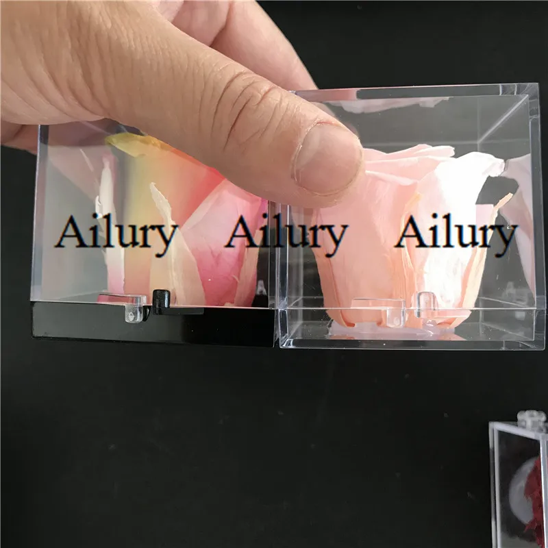 Small Colorful Red Artifical Preserved Rose Transparent Square Acrylic Flower Box 5Cm Cute Wedding Gift Valentine's Day Present ornament crafts miniature figurines resin ornaments miniature ornament craft supplies resin crafts artificial flower toys