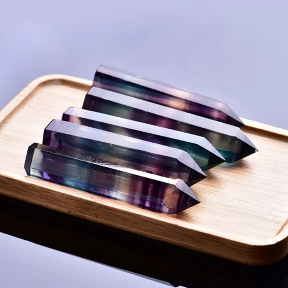 

Hexagonal Column Natural Colorful Fluorite Single-Pointed Energy Stone Raw Stone Ornaments Geometry Shape