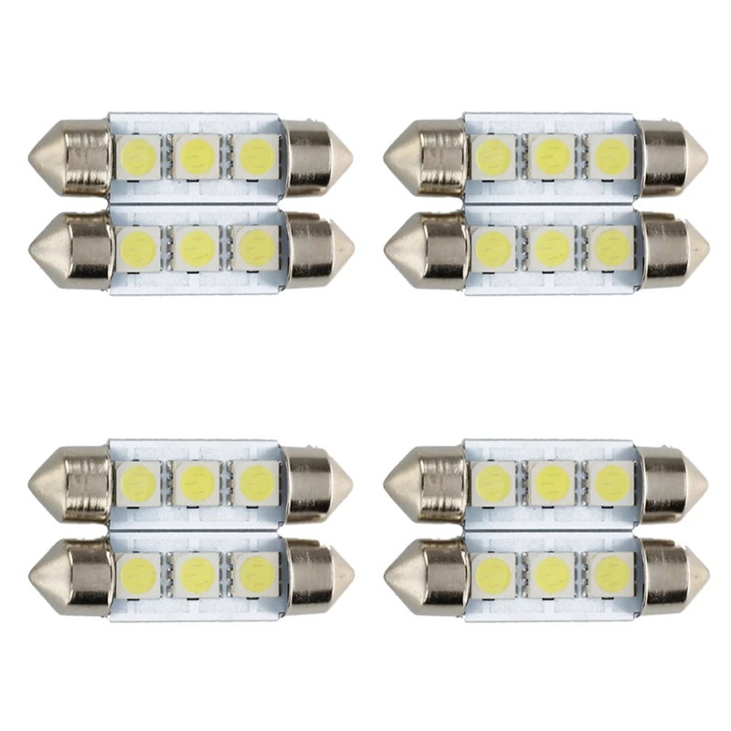 

8X C5W 3 светодиодный SMD 5050 36 мм ксеноновая белая лампочка для автомобиля