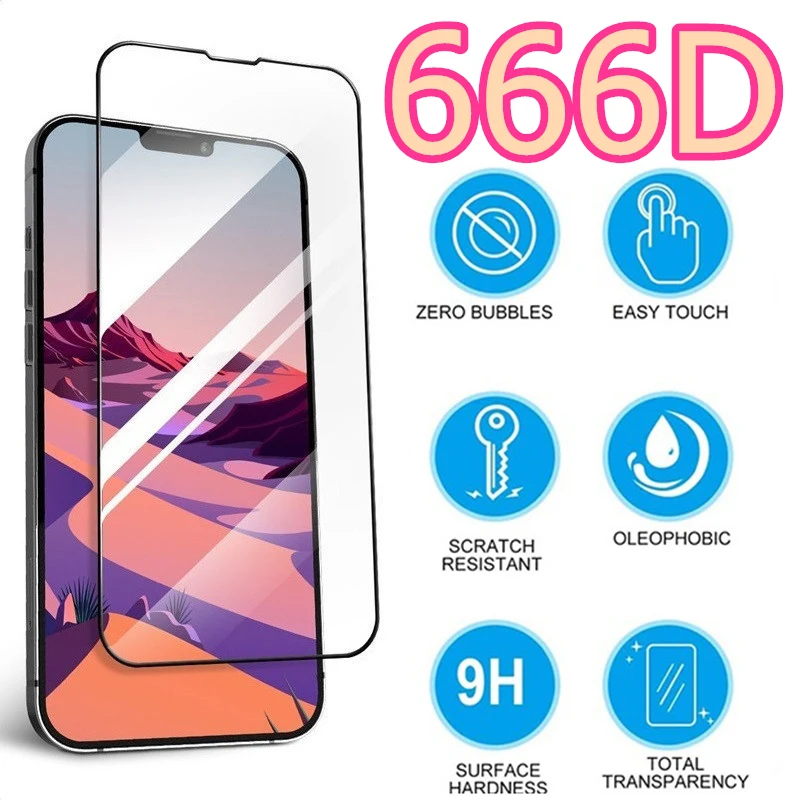 666d Screen Protector Tempered Glass For Iphone 13 12 11 Pro Max Mini