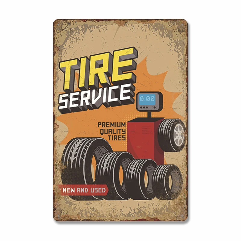 

Garage Poster Metal Tin Sign Plaque Vintage Car Wash Tire Service Retro Metal Signs Garage Car Repair Man Cave Wall Art Decor