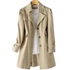 2025 Moda Primavera Autunno Trench solido Donna monopetto Khaki Nero Rosa Beige Giacca a vento Capispalla Casual Top JH33 1