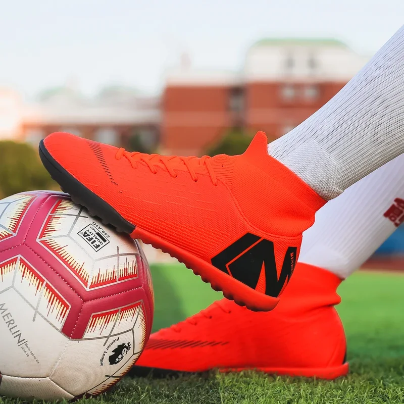 Football Shoes Mens Soccer Cleats Football Boots Training Ankle Cleats Professional Outdoor Wear-Resistant Non-Slip Long Spike TF/FG