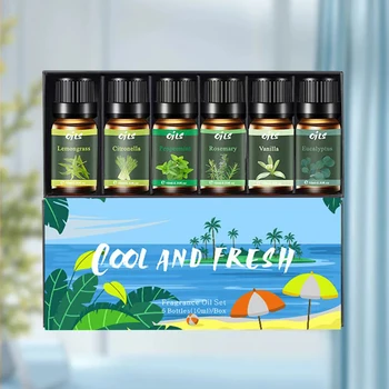 6-Piece Premium Essential Oil Set 6 Fragrance Options for Diffusers Aromatherapy Eucalyptus Citronella Designed for Humidifiers 1