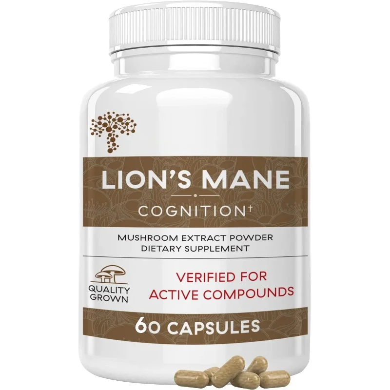 Mushroom Complex Capsules Lion Mane Ganoderma lucidum Mushroom Capsule Dietary Supplement 60pcs Health Food Immune System Promotes Metabolism