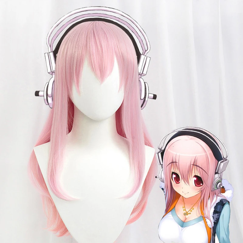 

60cm Super Sonico Supersonico 60cm Long Pink Ombre Hair Heat Resistant Cosplay Costume Wig