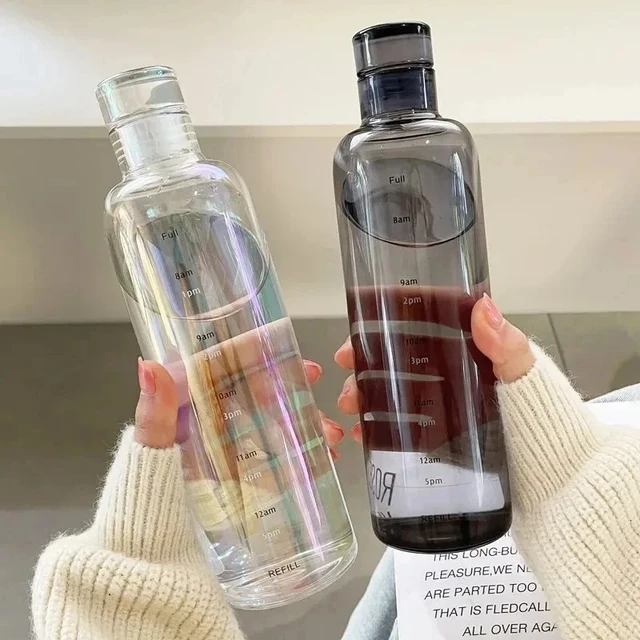 Simple Water Bottle With Time Scale For Tour Outdoor Sports And Travel Leak Proof Seal School Water Bottles for Girls Milk Juice 2