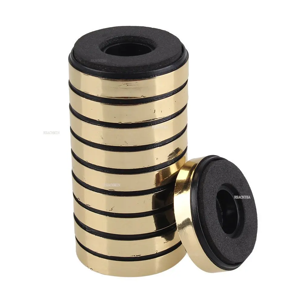 

40mm x 10mm Round Isolation CD Player Audio Speaker Anti-Vibration Feet Gold Stand Pack of 10