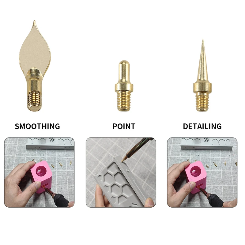 Toaiot Heat Insert Nut Iron Tip Hot Melt Heat Set Insert Tool Soldering Iron Tip 3D Printing Modify Finishing Brass Thread Embed