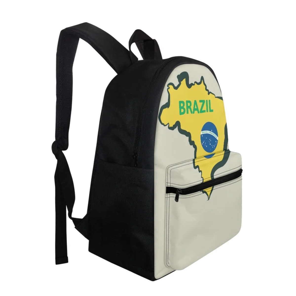 FORUDESIGNS Student School Bag Brazilian Flag Creative Design Backpack Material Soft Scratch-resistant Stationery Storage