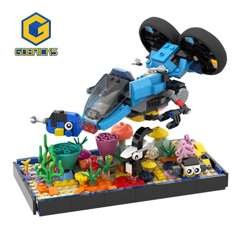 

Gobricks MOC Ocean Coral Reef Building Blocks Set Submarine Creative Plants Underwater World Scenes Bricks Kid Assembly Toys