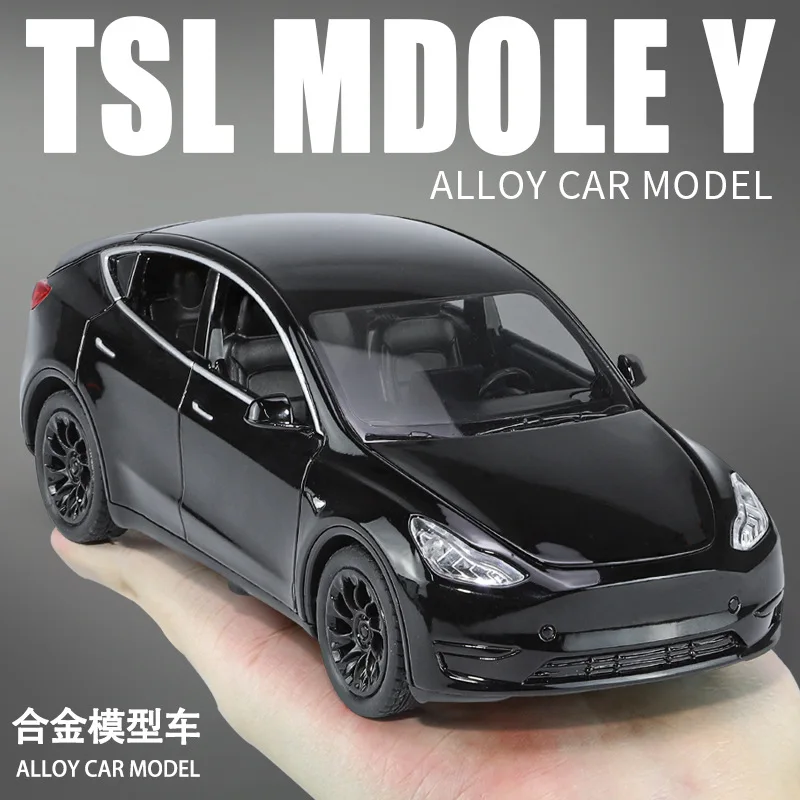 1:24 Tesla Model Y High Simulation Diecast Metal Alloy Model car Sound Light Pull Back Collection Kids Toy Gifts 5