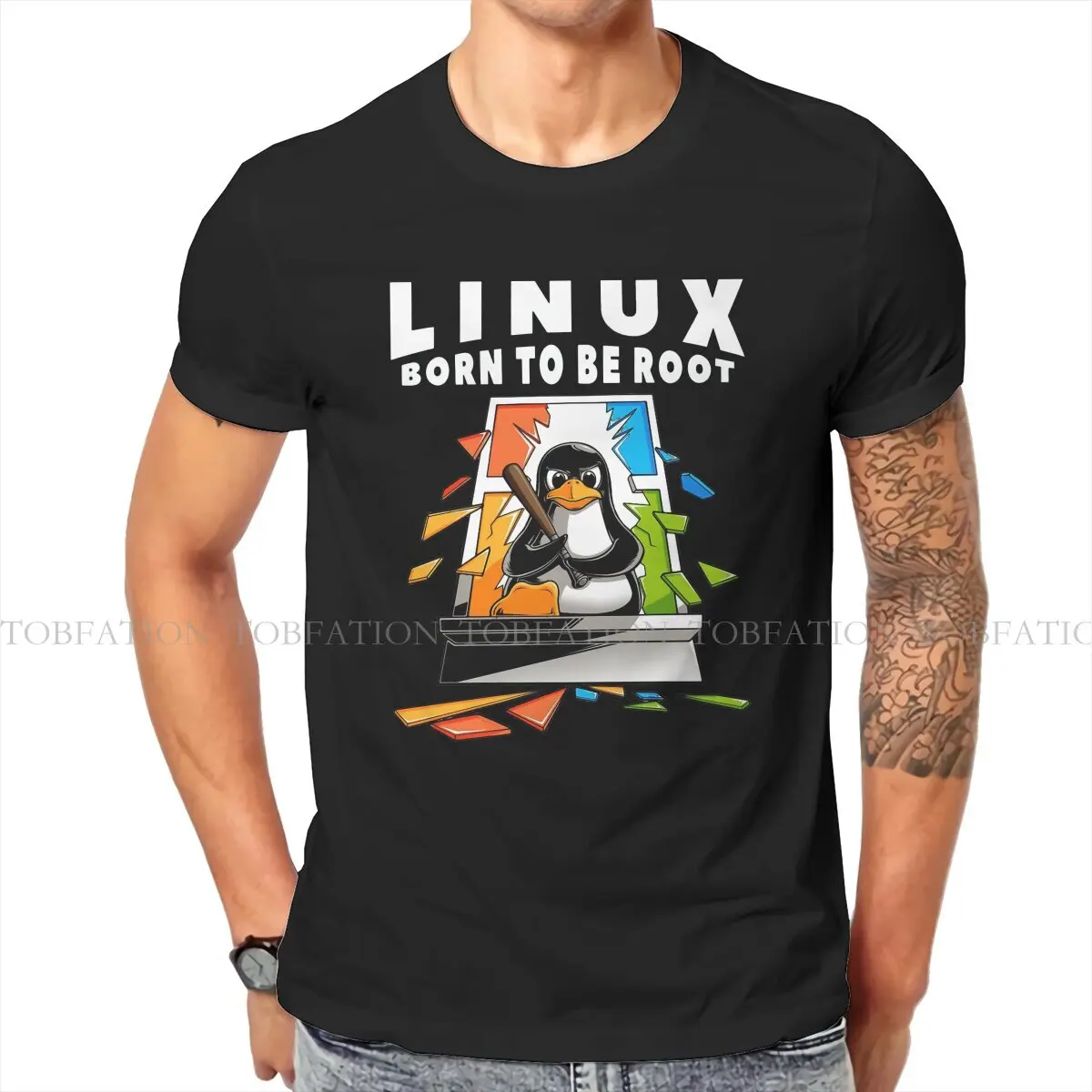 

Linux Operating System Tux Penguin Man TShirt Window Crash Root Illustration Fashion T Shirt Harajuku Sweatshirts Hipster