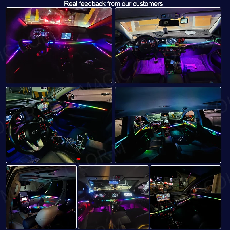 18 in 1 Symphony Car Ambient Light Dynamic Streamer Mode Zone App Control  Car Footlight Ambient Light LED Acrylic Light Guide - AliExpress