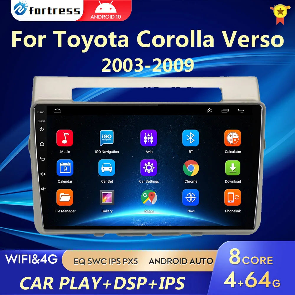 Autoradio Lettore Multimediale Per Toyota Corolla Verso 2004-2009 2 Din 4G Carplay Wifi Navigation Gps Android Autoradio Head Unit