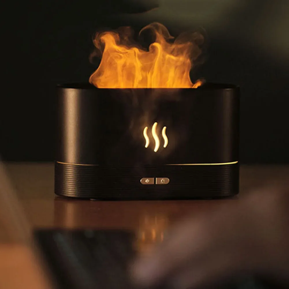Air Humidifier Essential Aroma Oil Diffuser Mute Flame LED Light USB Charging Home Car Air Purifier Tools Essential Oil Sprayer