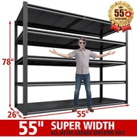 55" W Storage Shelves 3000LBS Heavy Duty Shelving 5 Tier Adjustable Metal Shelving Unit for Storage Rack Garage Shelves 2