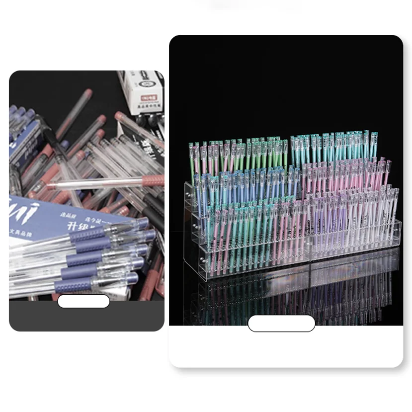 1-6 Layer Clear Acrylic Pen Holder Stationery Store Supermarket Ballpoint Pen Storage Rack Display Neutral Pen Stand Organiser