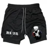 Men Anime Double Layer Shorts Gym Workout Printed Sports Multi-Performance Training Quick-Drying Jogging Pants Towel Pants M-3XL 1